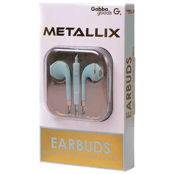 Gabba Goods Matte Earphones with Metal Trim - Mic & Volume Control