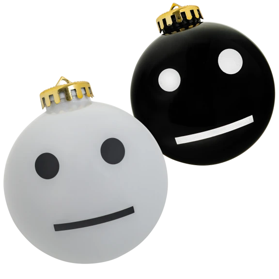 2-Pack: Meh Face Christmas Ornaments
