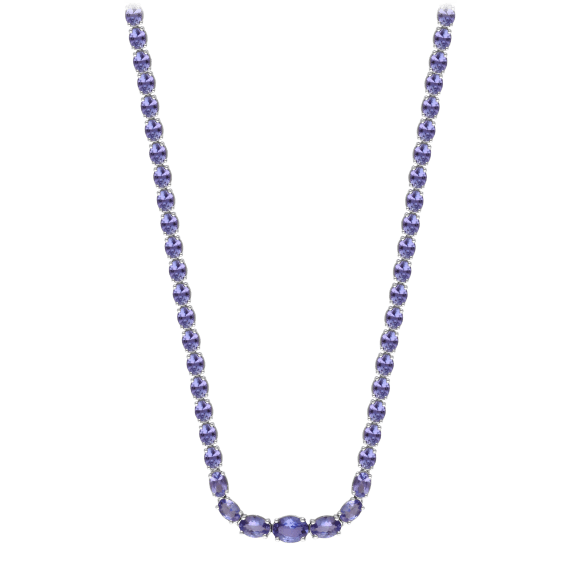 Diamond Muse 32 Carat TW Oval Shape Tanzanite All-Around 18" Collar Necklace