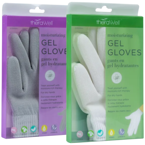 2-Pack: Therawell Moisturizing Gel Gloves Infused with Eucalyptus & Lavender