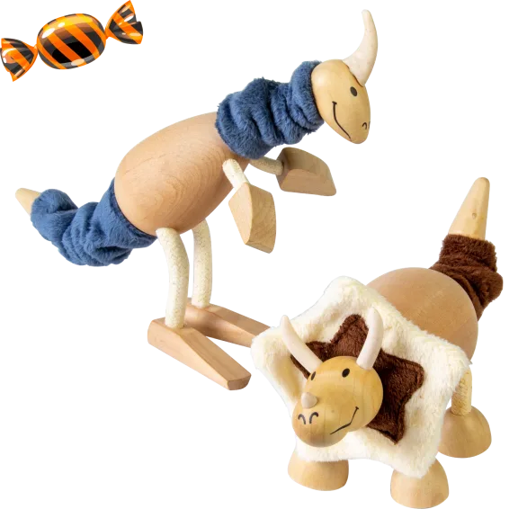 2-Pack: Anamalz Bendable Wooden Dinosaur Toys