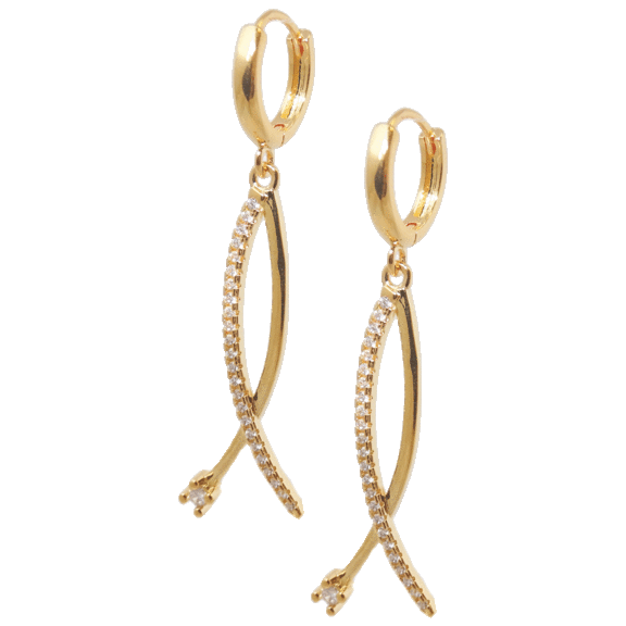 Savvy Cie Huggie Dangle Drop Earrings in 14K Gold or Rhodium Plating
