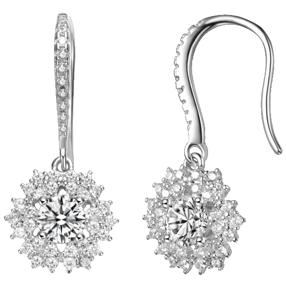 Genevive Elegant CZ Dangle Earrings with White Gold Plating