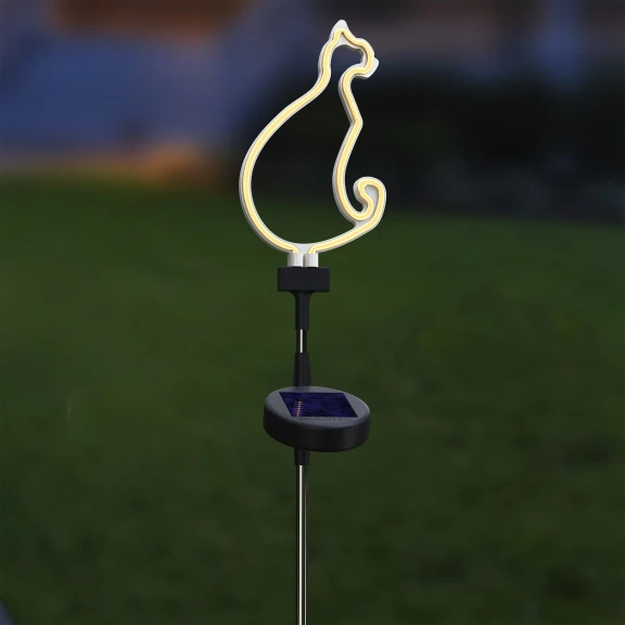 Touch Of Eco Solar Led Decorative Neon Garden Stake Light (Cat)