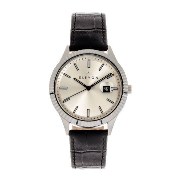 Elevon Concorde Leather-Band Watch With Date
