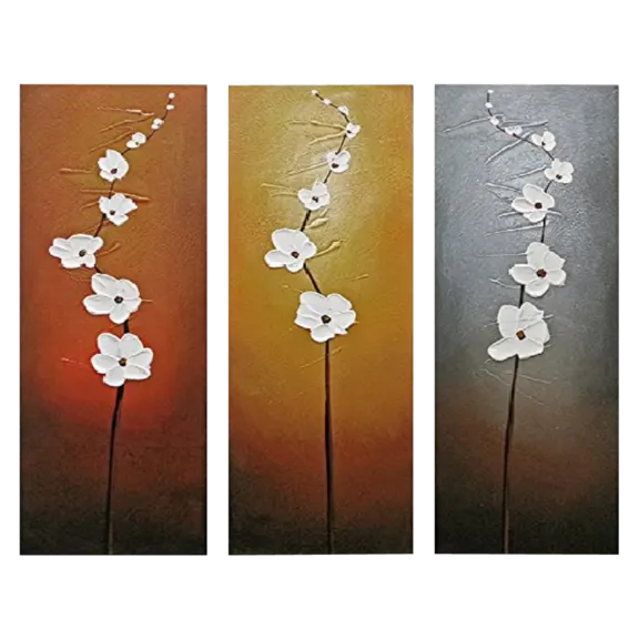 Wieco Art White Flowers Oil Painting Canvas