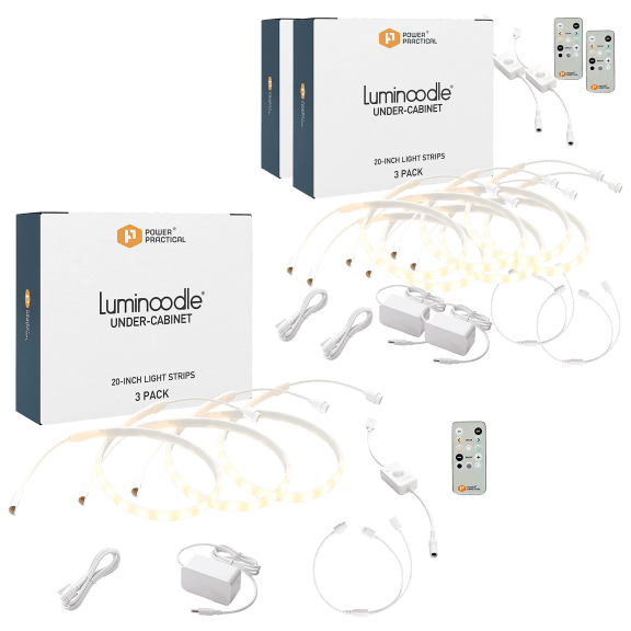 Power Practical Luminoodle Under Cabinet Lights (3-Pack or 6-Pack)