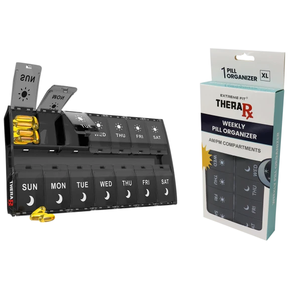 Thera Rx 7-Day Push Button Medicine and Vitamin Organizer With AM/PM Compartment