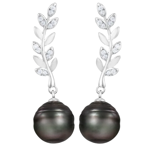 Splendid Pearls Genuine Tahitian Pearl Earrings