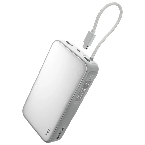 AUKEY Spark Sling 20,000mAh Fast Charging Power Bank with Built-in USB-C Cable