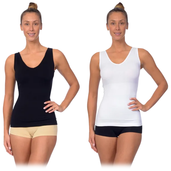 2 Pack: Body Beautiful Seamless Tank Top with Reversible Neckline