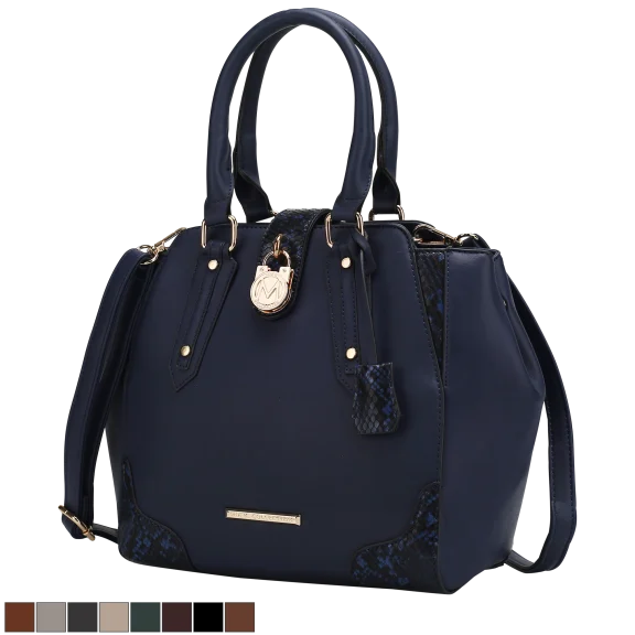 MKF Collection Lorena Snake Embossed Vegan Leather Satchel Bag By Mia K