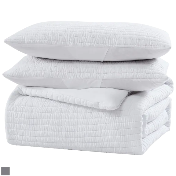 The Nesting Company Palm 3 Piece Queen Comforter Set White