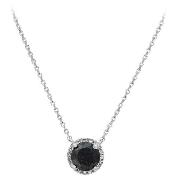 Savvy Cie Sterling Silver 1.00 Ctw Black & White Diamond Pendant Necklace