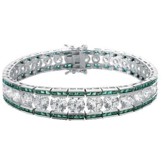 Genevive Elegant Sterling Silver Cubic Zirconia Link Bracelet