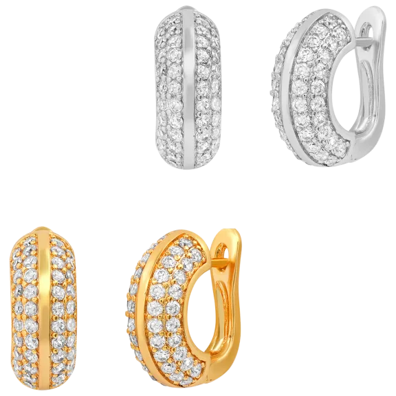2-Pairs: Steeltime Ladies 1.76ct Simulated Diamonds Hoop Earrings Set