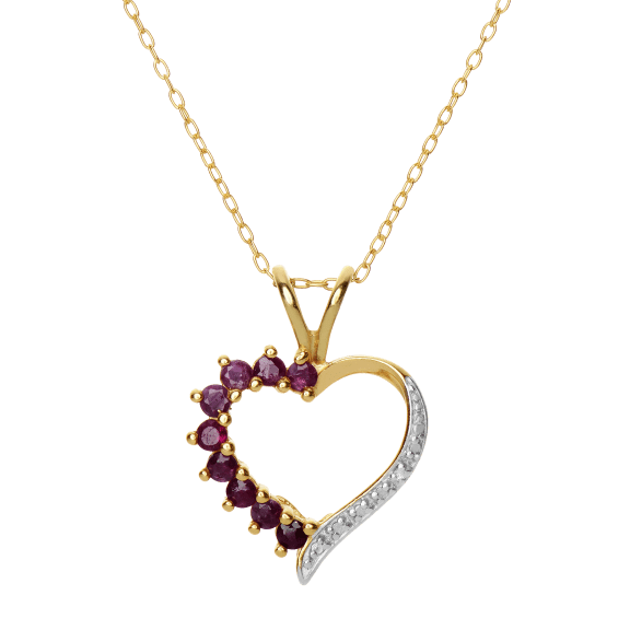Genuine Ruby & Diamond Accent Heart Necklace