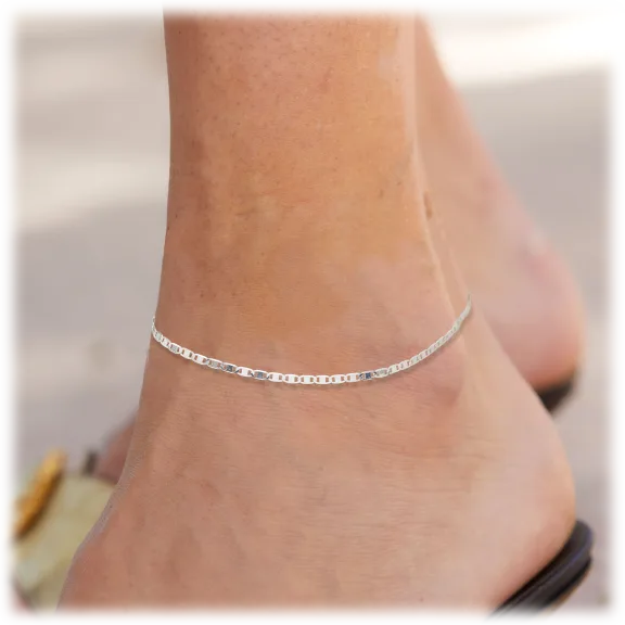 Savvy Cie 925 Sterling Silver White Tear Drop Anklet