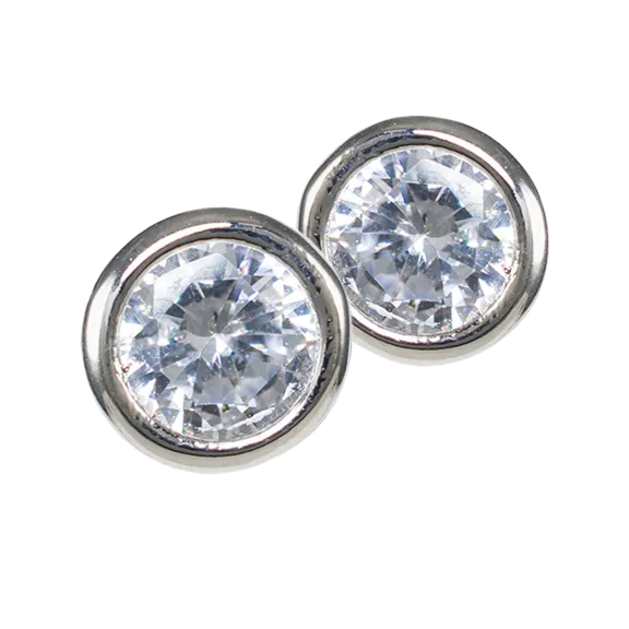 Jardin Jewelry Round Bezel CZ Martini Stud Earrings
