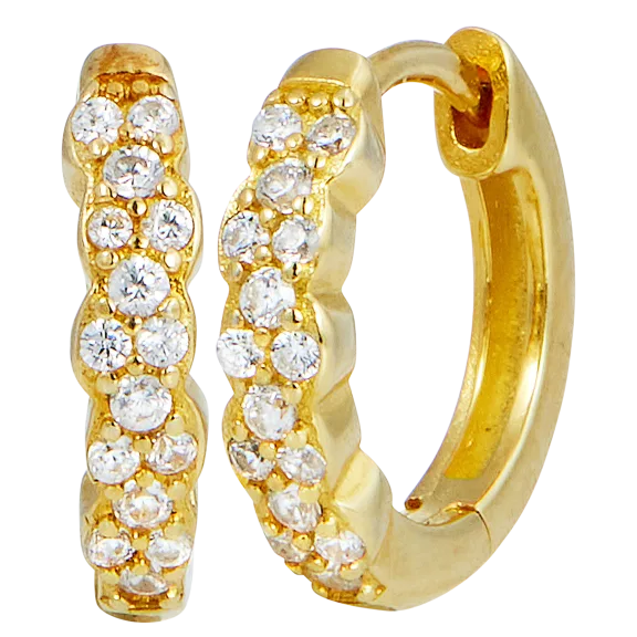 Savvy Cie 18K Gold Over Sterling Silver CZ Hoop .60"