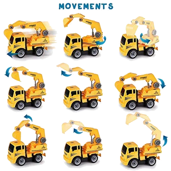 Ultimate Take-A-Part Construction Truck Toy Friction Powered Vehicle 2-In-1 Set
