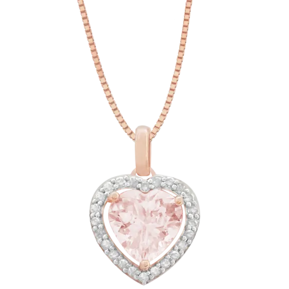 Savvy Cie Genuine Morganite & Diamond Pendant