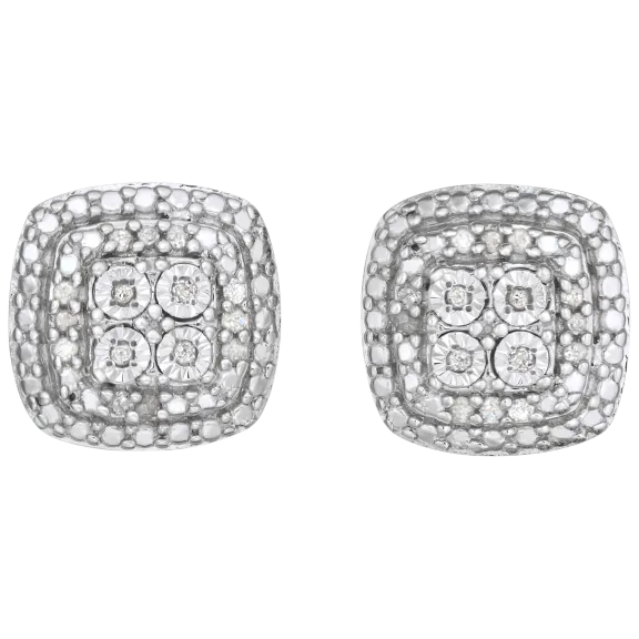 Diamond Muse 1/10 ct. Diamond Halo Stud Earrings in Sterling Silver