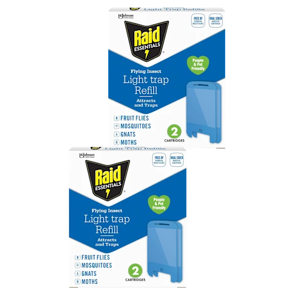 Raid Essentials Flying Insect Light Traps Kit with 5 Total Cartridges