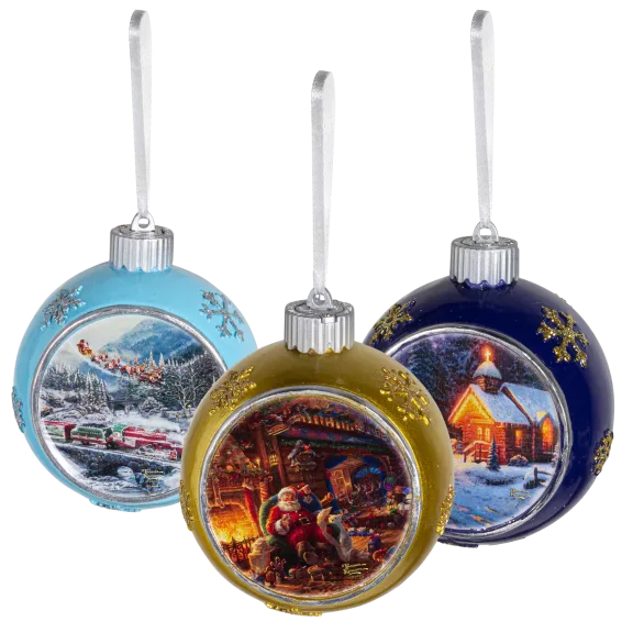 3-Pack: Thomas Kinkade 3.5" LED Ornaments