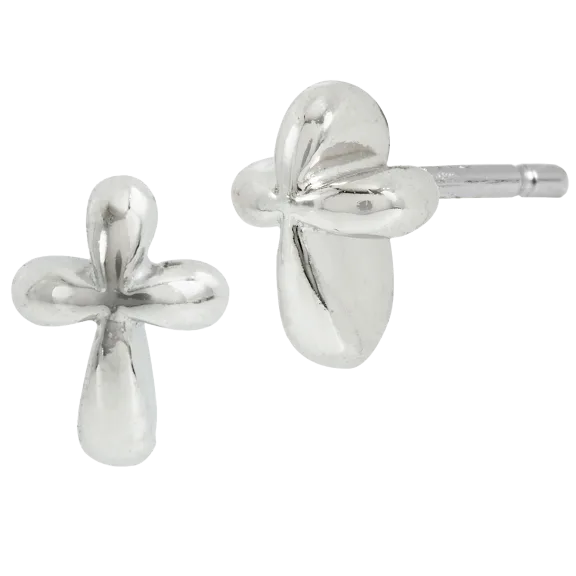 Savvy Cie 18K White Gold Plated Micro Cross Earrings