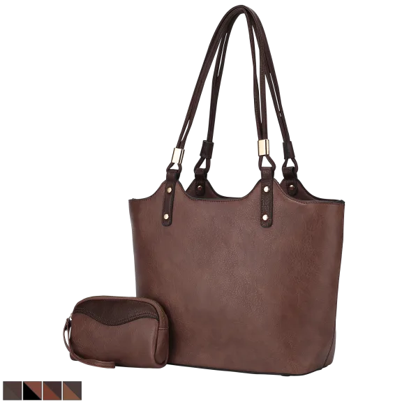 MKF Collection 2-Pieces Reyna Vegan Leather Tote Bag With Pouch by Mia K