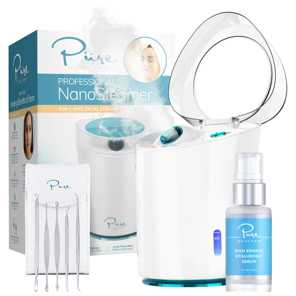 Pure Daily Care NanoSteamer Pro with High Energy Hyaluronic Serum
