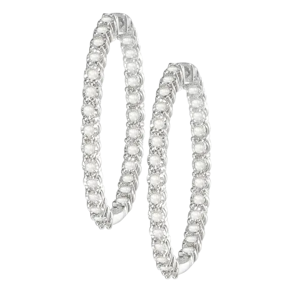 Brilliant Diamonds 1.0 Carat TW Genuine Diamond Hoop Earrings