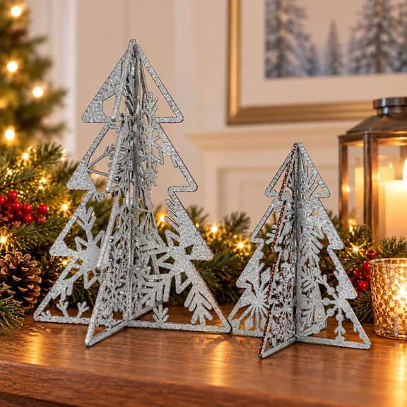 The Silver Wood Tabletop Tree Pair