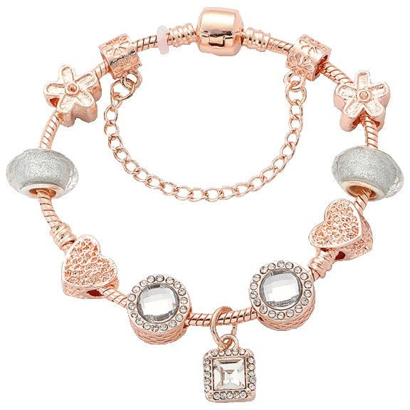Niss & Niflaot Jewelry Murano Rose Gold Charm Bracelet