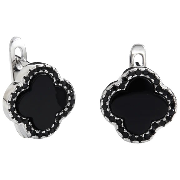 Savvy Cie Sterling Silver Onyx Stud Earrings
