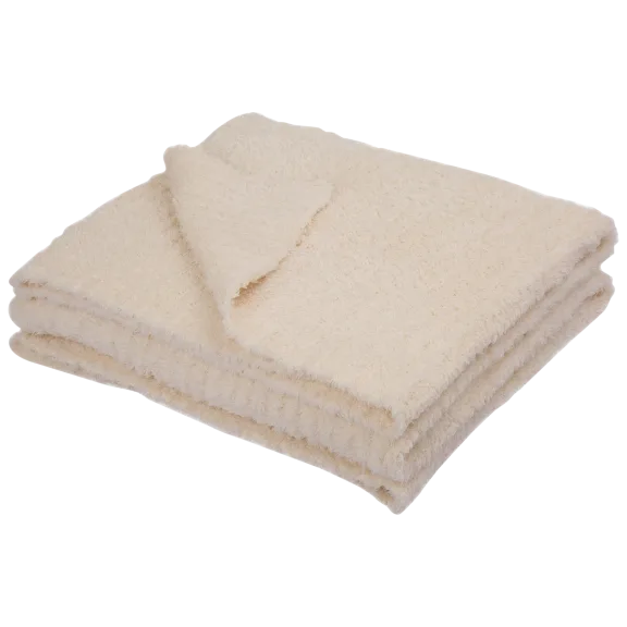 Glitzhome 60"L*50"W Knitted Polyester Beige Feather Yarn Throw Blanket 800g