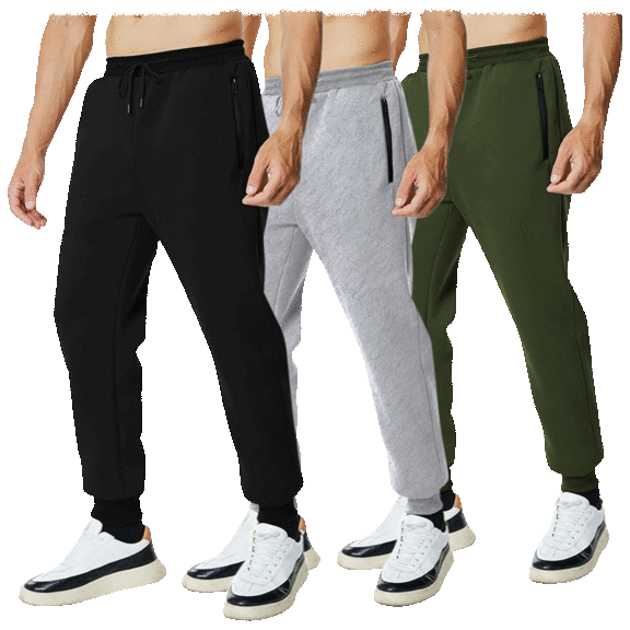 3-Pack: Nextex Apparel Men's Fleece Jogger Pants With Tech Zipper Pockets