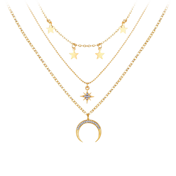 Golden NYC Jewelry 3 Piece Celestial Goldtone Statement Necklace