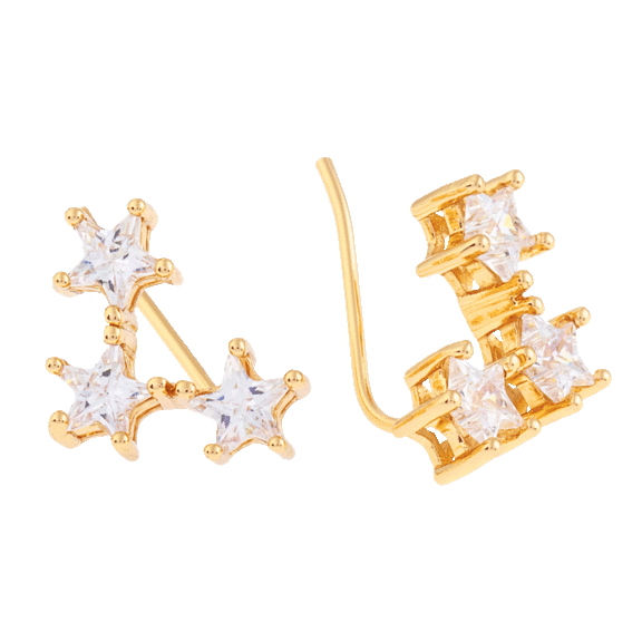 Sole du Soleil Daffodil 18k Gold Plated Star Crawler Earrings