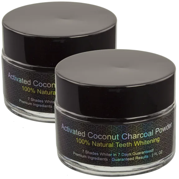 2-Pack: Coconut Activated Charcoal Teeth Whitening Powder
