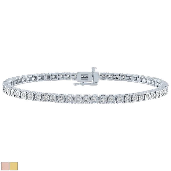 Diamond Muse 1.00 Carat Real Diamond Circle Link Tennis Bracelet