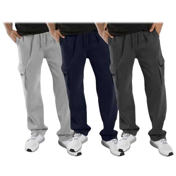 3-Pack: Men's Heavyweight Fleece Cargo Sweatpants
