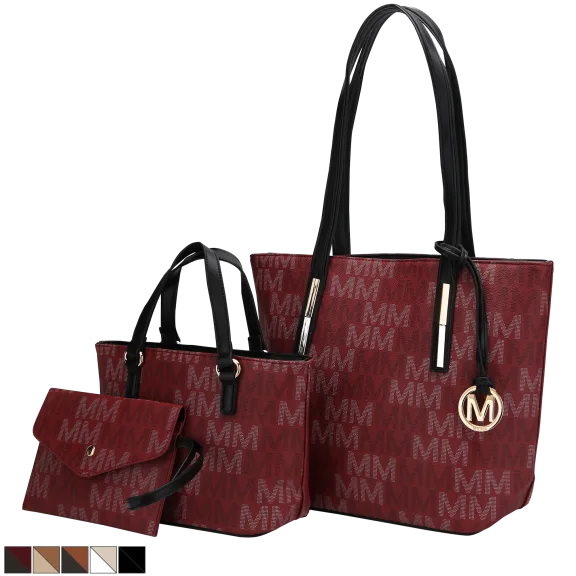 3-Piece: MKF Collection Aylet M Tote with Mini Bag and Wristlet Pouch