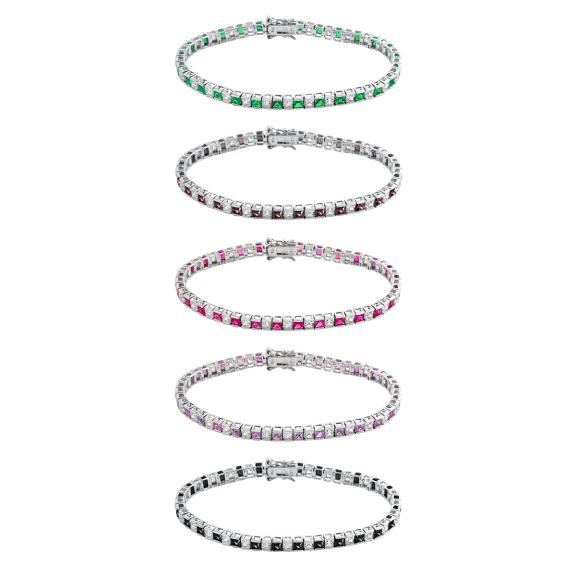 Sterling Silver Princess Cut Tennis Bracelet