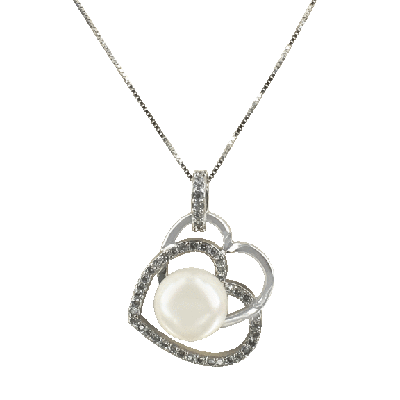 Pacific Pearl Royal Falls Diamond Encrusted Pendants