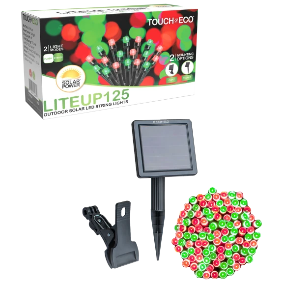 Touch of Eco Red And Green Solar Powered 125 LED String Lights