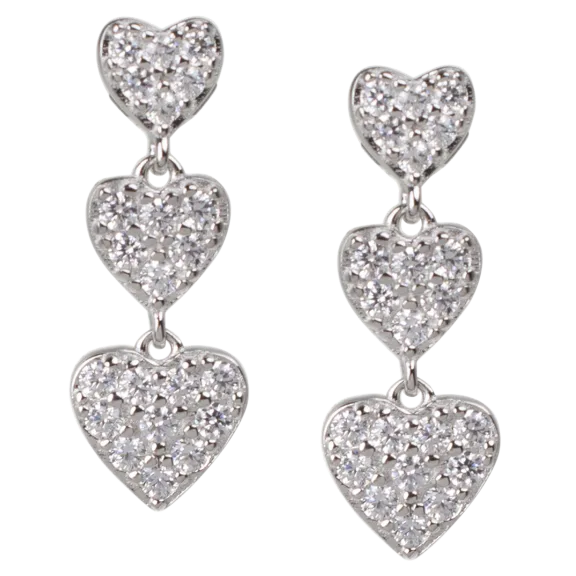 Jardin Jewelry Triple Heart Pave Earrings