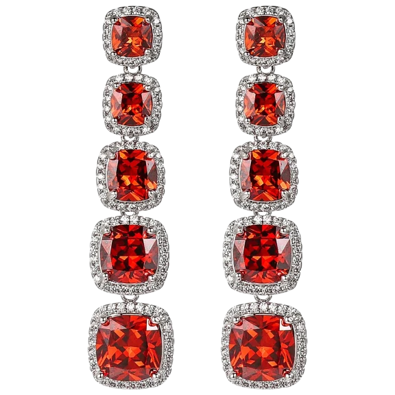 A&M Silver-Tone Ruby Accent Princess Cut Earrings