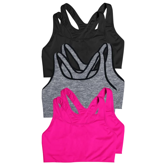 6-Pack: Fix Athleisure Women's Racerback Stretch Sports Bra w/ Removable Padding